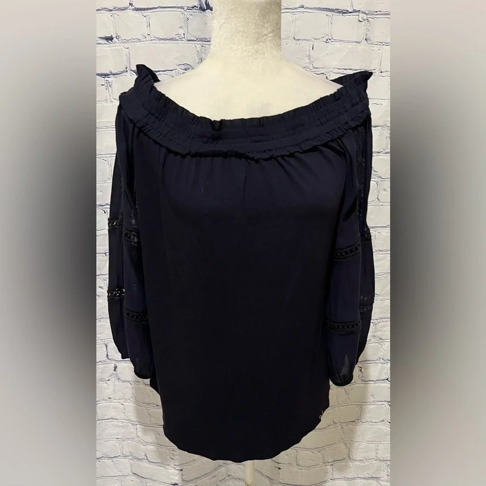 Ann Taylor Loft Blue Blouse Off The Shoulder Top Small